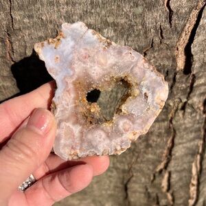 Pink (8) flower agate slab with stand | crystal